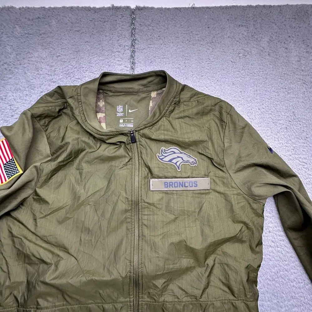 Denver Broncos Jacket Mens Small Olive Green NFL Nike Salute to Service Military